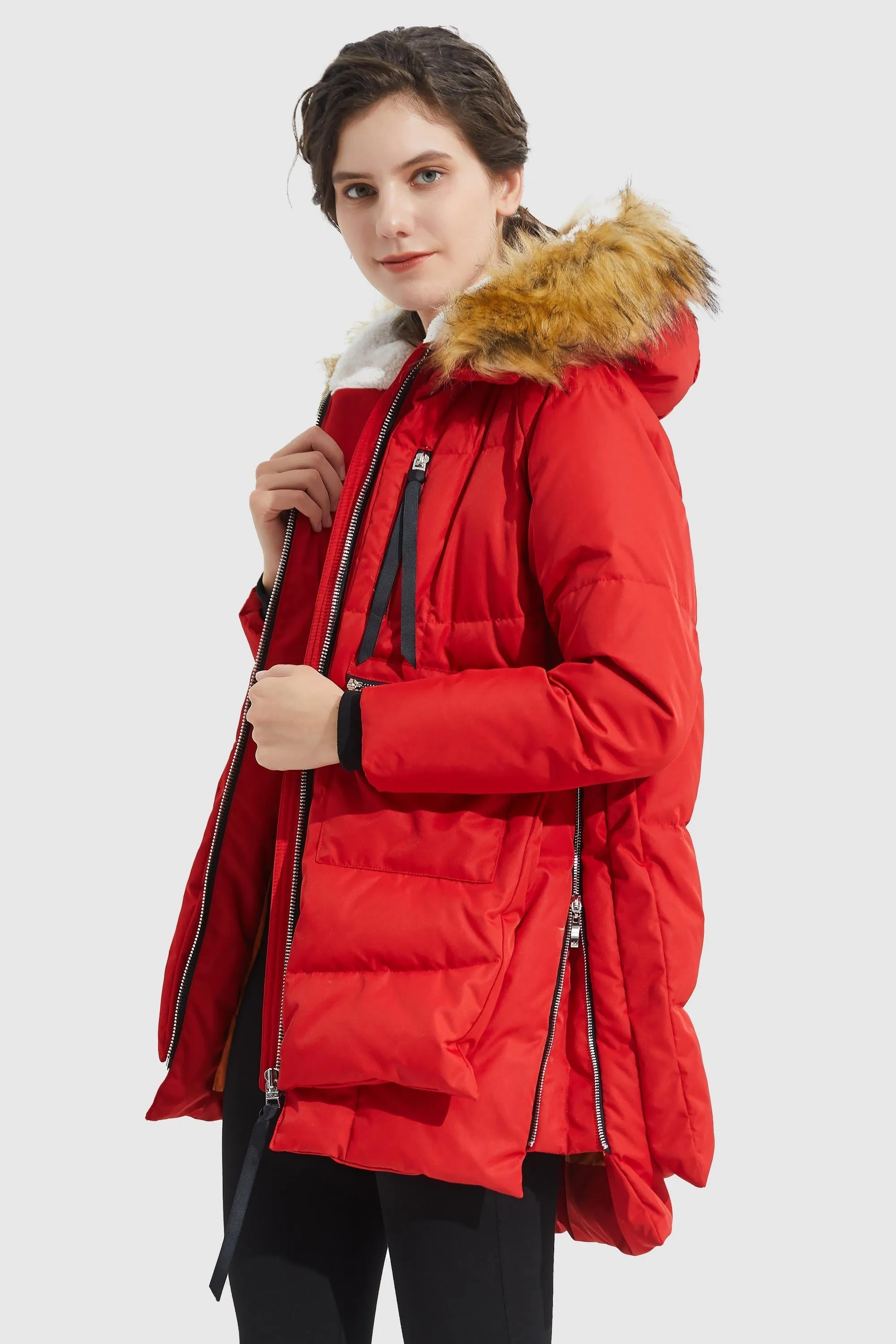 092 Classics Thickened Down Jacket with Faux Fur Hood