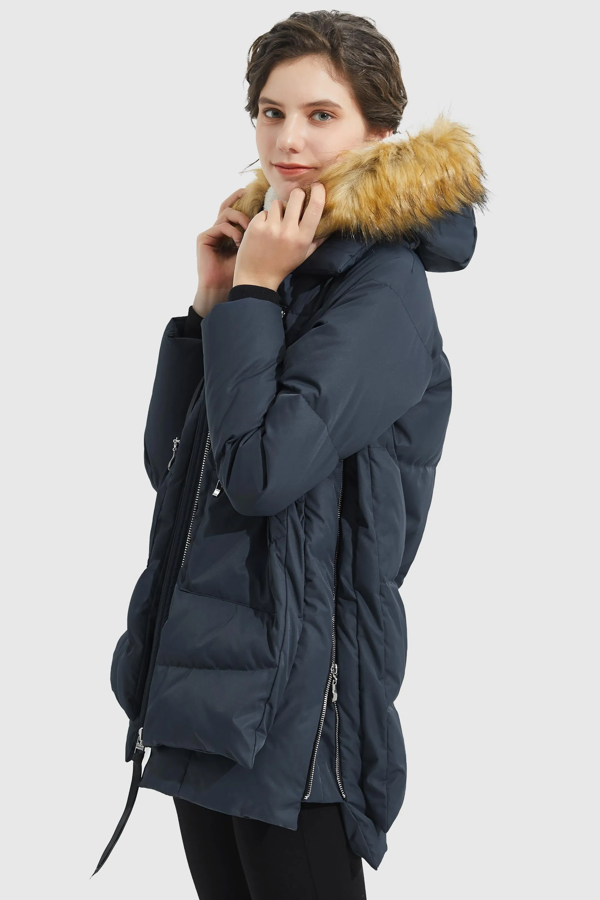 092 Classics Thickened Down Jacket with Faux Fur Hood