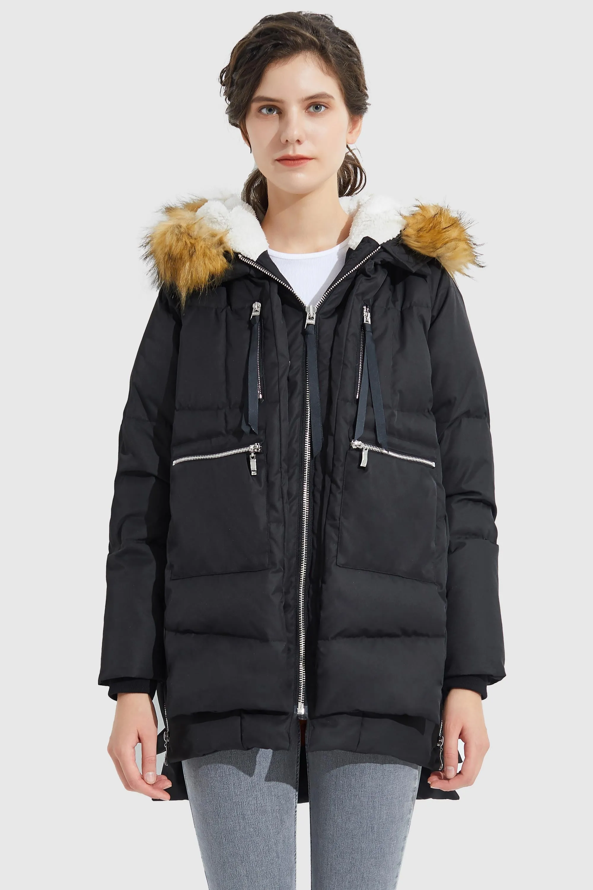 092 Classics Thickened Down Jacket with Faux Fur Hood