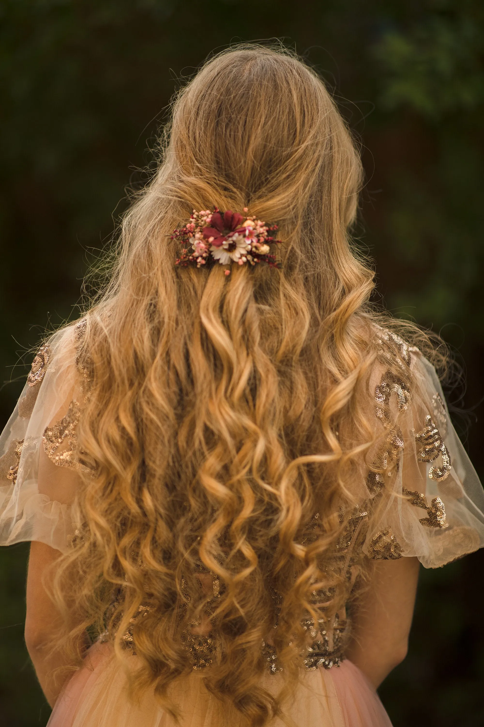 Autumn flower hair clip Burgundy Wedding red wine headpiece Bridal hair clip Hair accessories for bride Autumn wedding hair piece Magaela