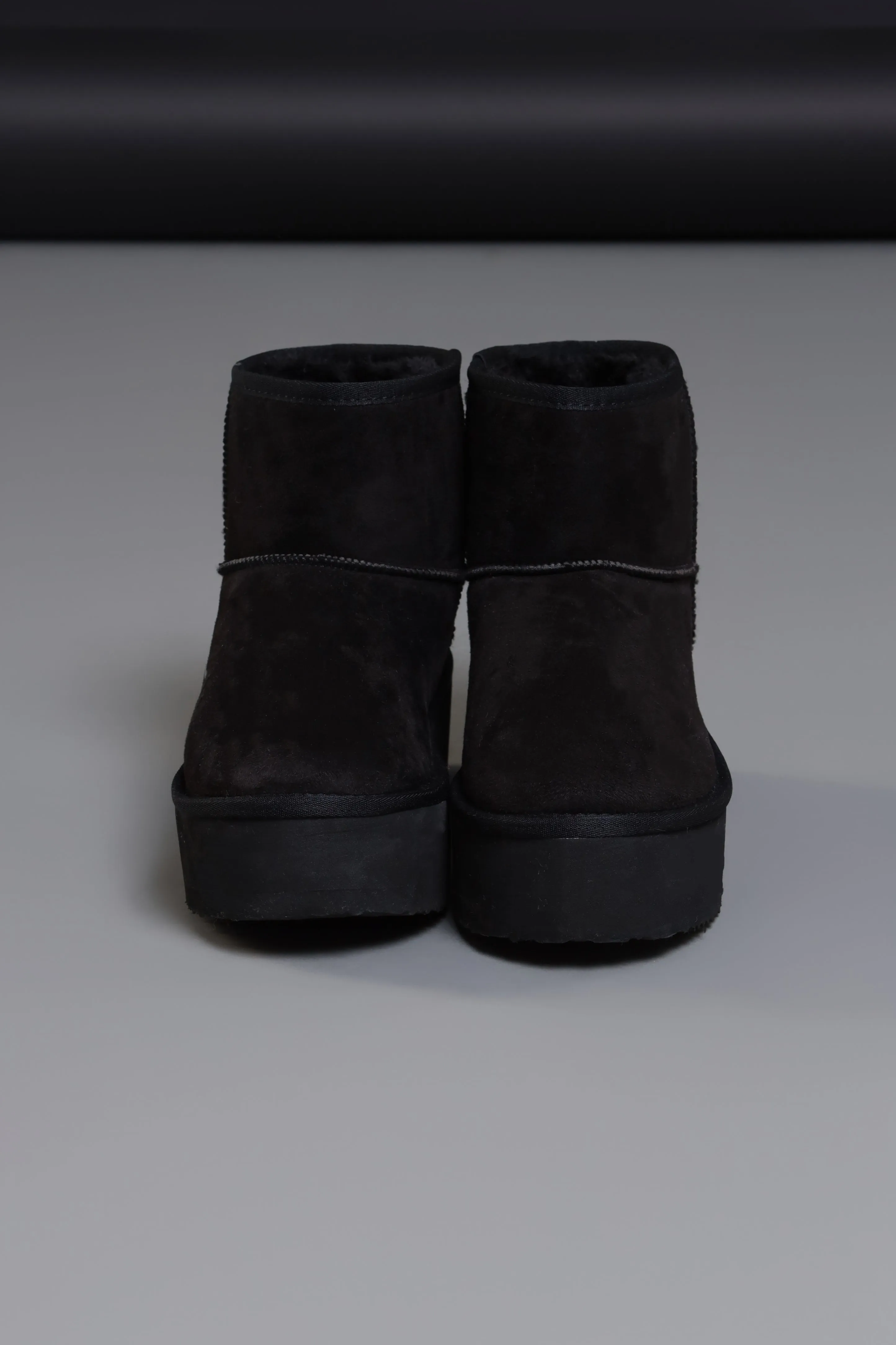 Away We Go Platform Suede Booties - Black