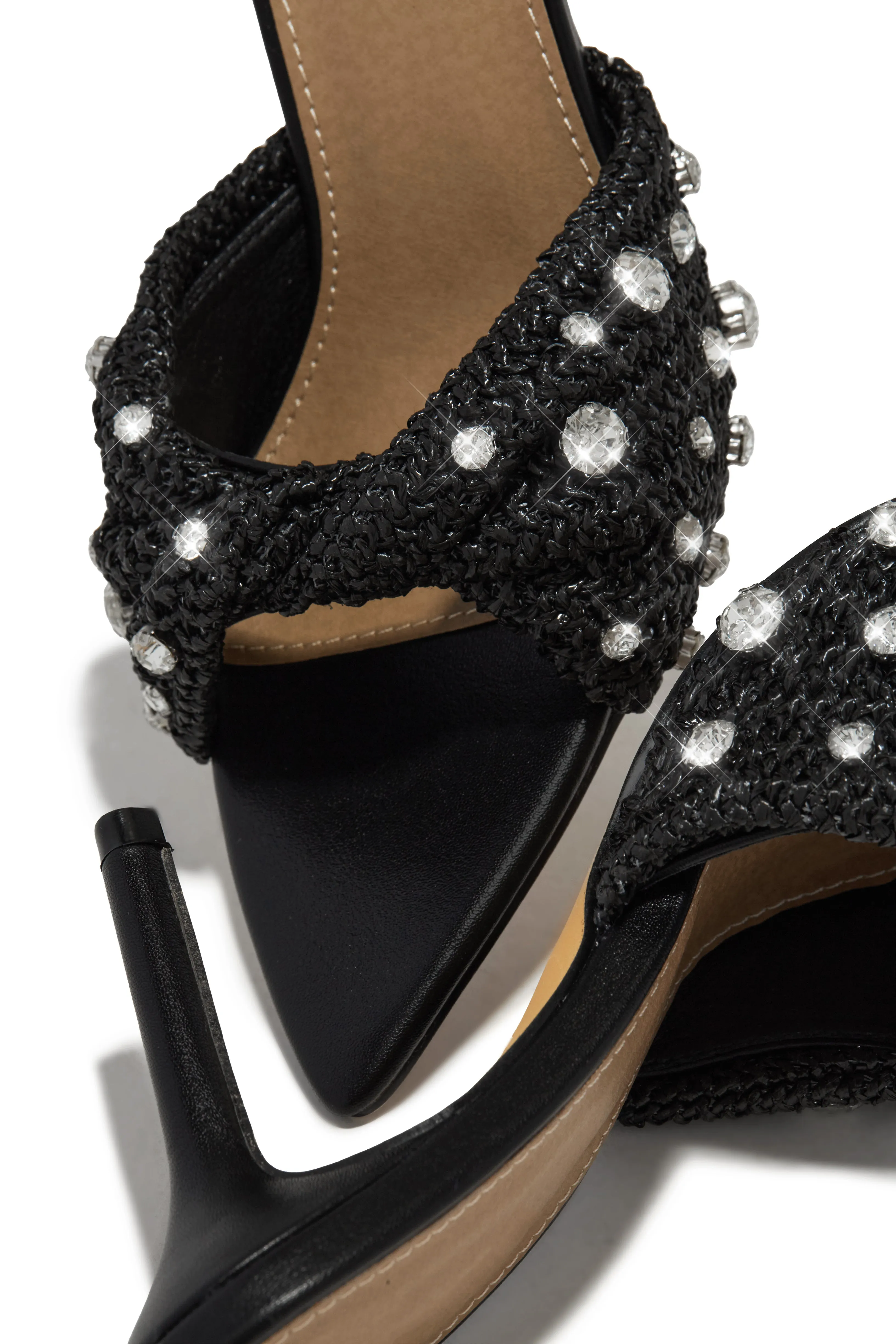 Baja Cruise Embellished High Heel Mules - Black