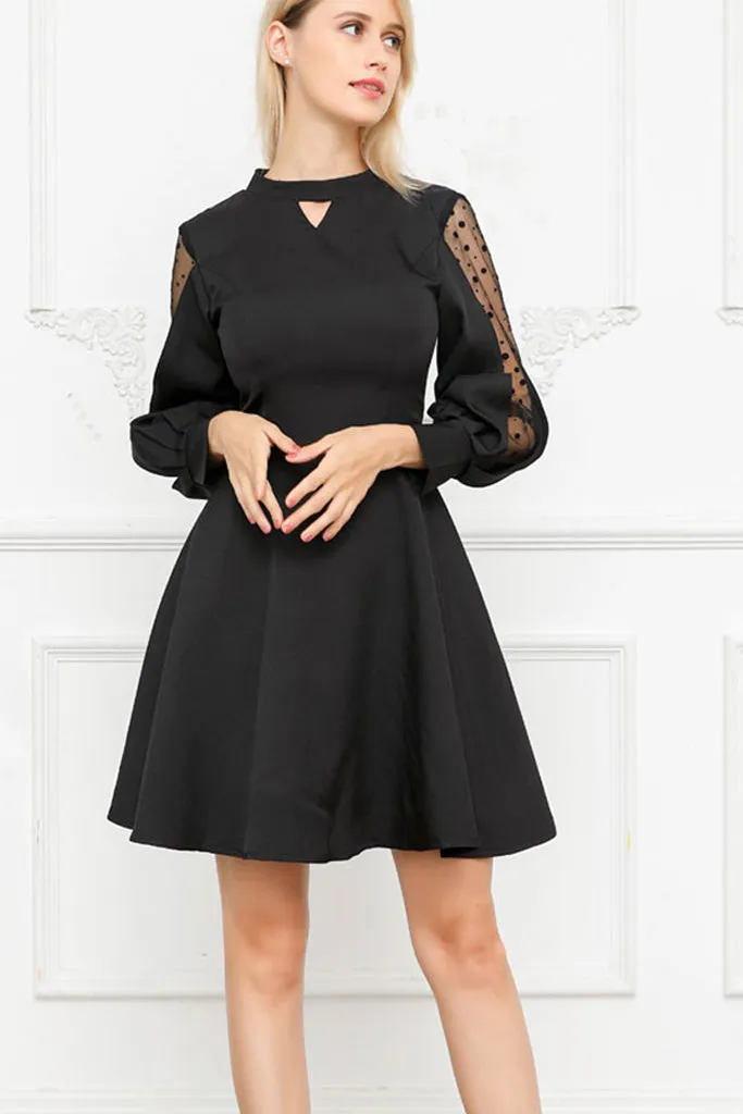 Bell-Sleeve-Back-Bowknot-A-line-Dress