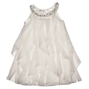 Biscotti All Dolled Up Girl's Ruffled Netting Dress in White