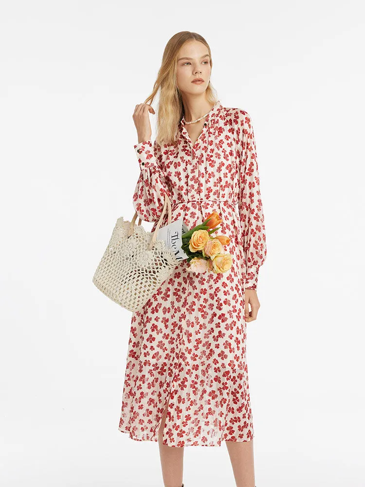 Bowknot Printed Women Midi Dress