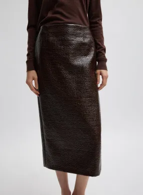 Coated Basketweave Pencil Skirt