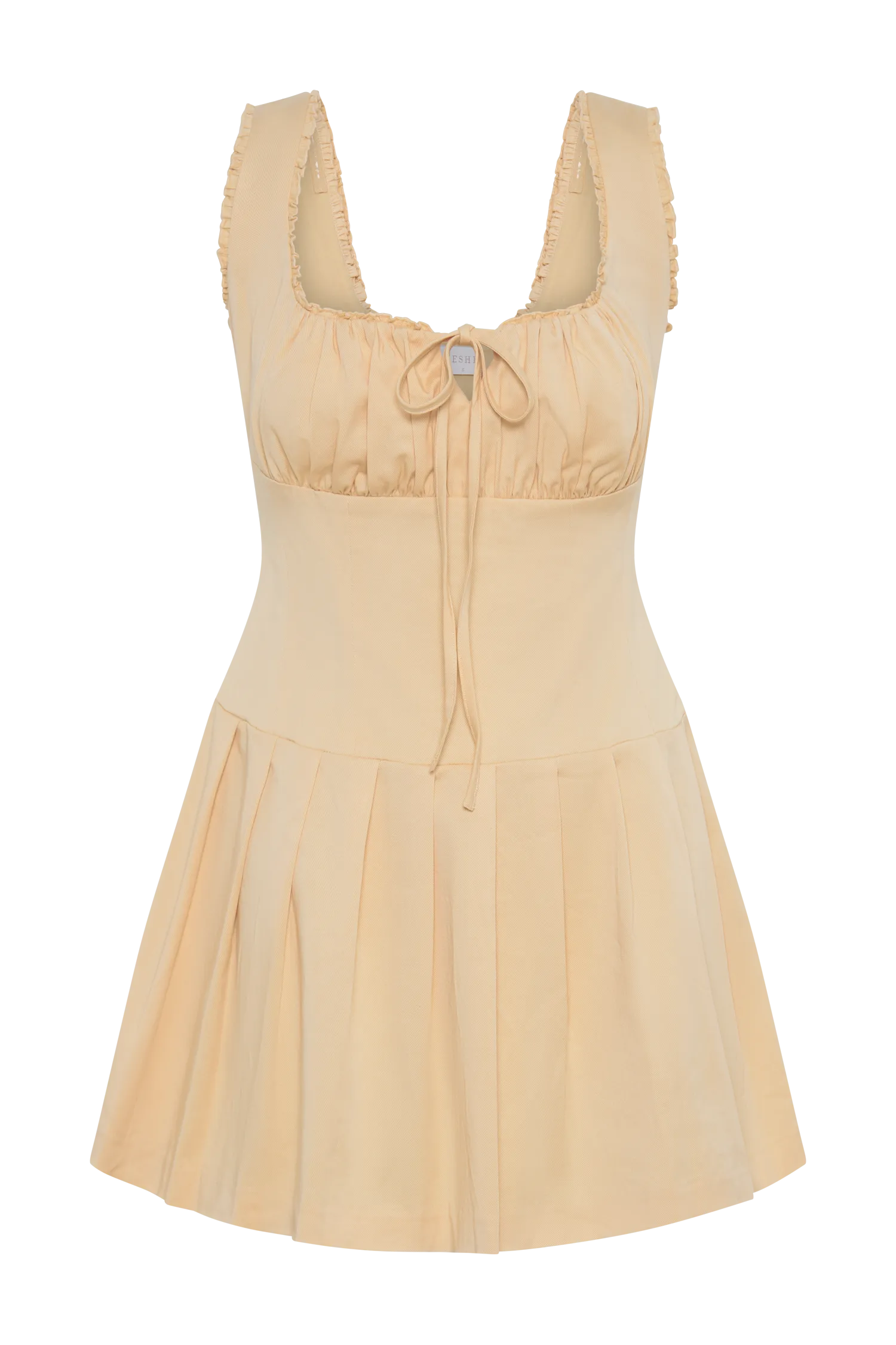 Donna Cotton Ruched Mini Dress - Peach