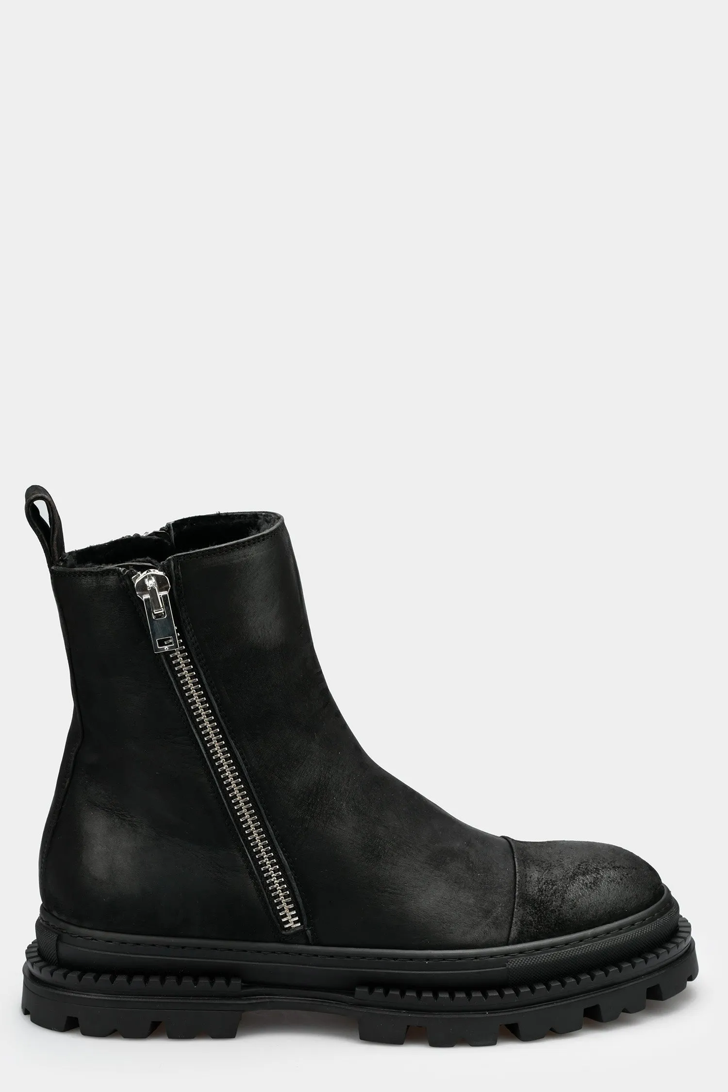 Double zip shearling lined boots