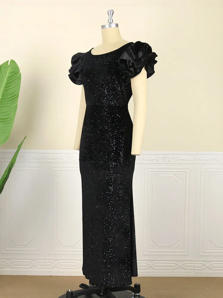 Elegant Black Glitter Dress