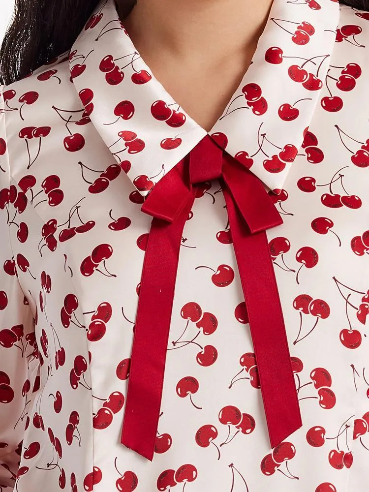 Floral Lapel Detachable Bowknot Mini Dress