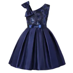 Girl Flower Sequins Christmas Dress for Kids Birthday Princess Party Clothing Toddler Infant Bow Children Dress for Girl Clothes