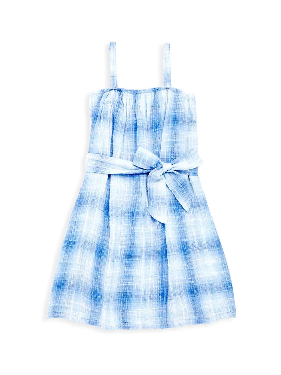 Heather Blue Plaid Sash Sundress