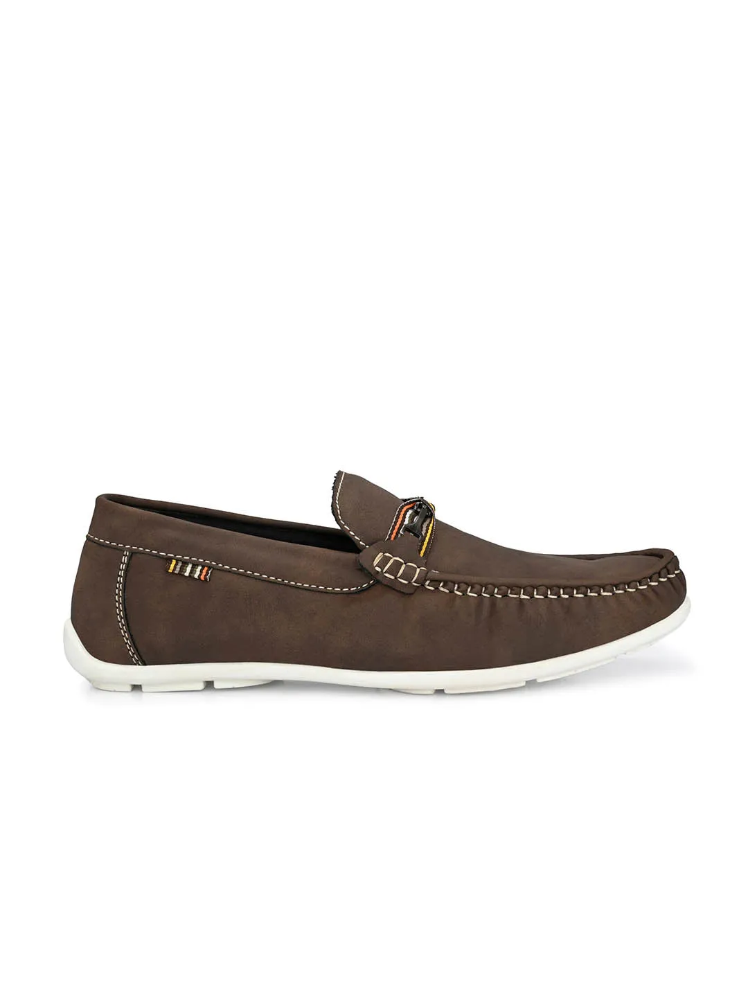 Hitz Men's Brown Synthetic Slip-On Loafer Shoes