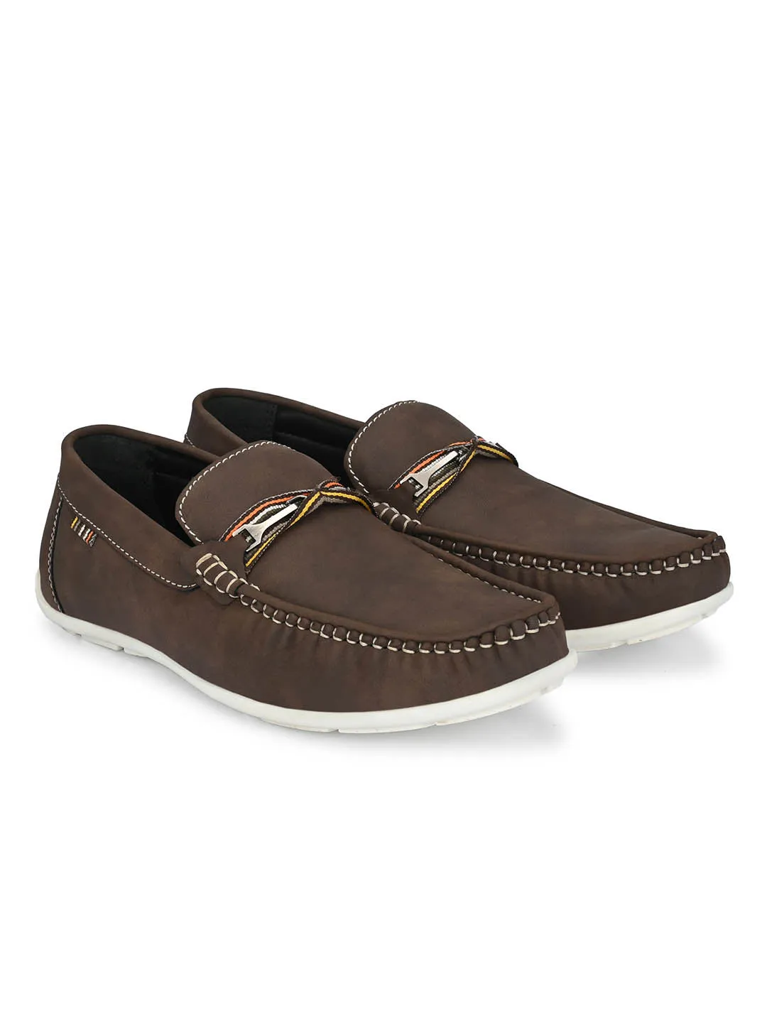 Hitz Men's Brown Synthetic Slip-On Loafer Shoes