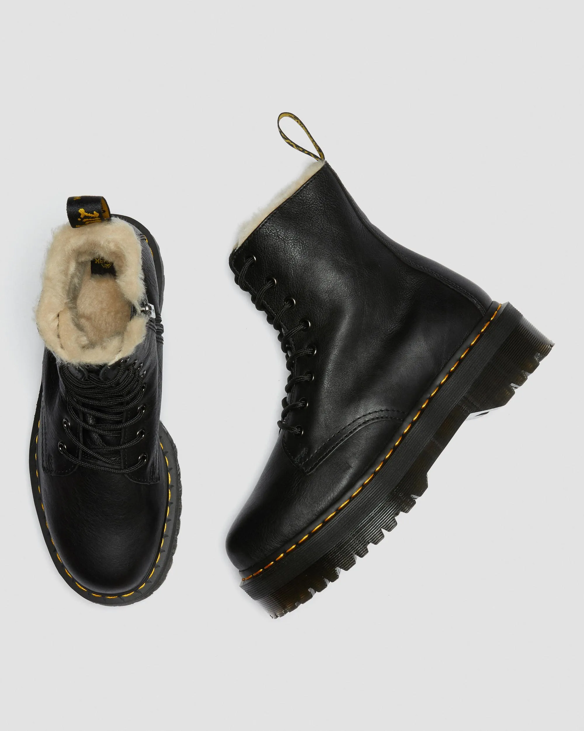 Jadon Fur-Lined Pisa Platform Leather Boots