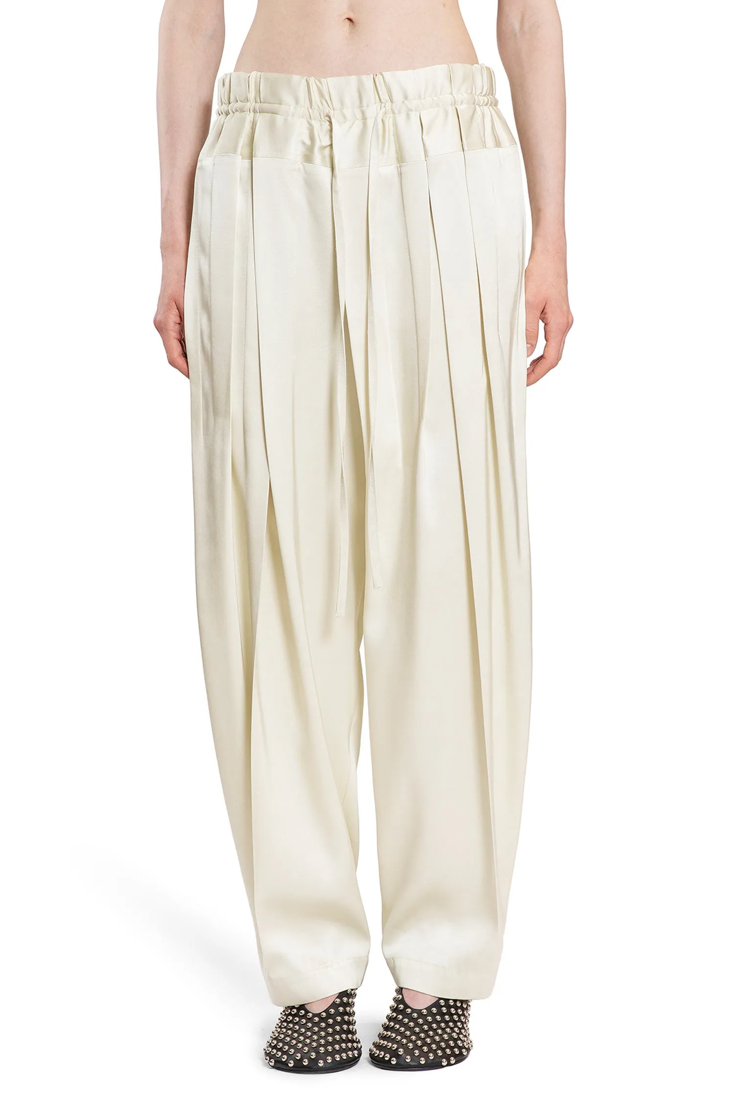 JIL SANDER WOMAN OFF-WHITE TROUSERS