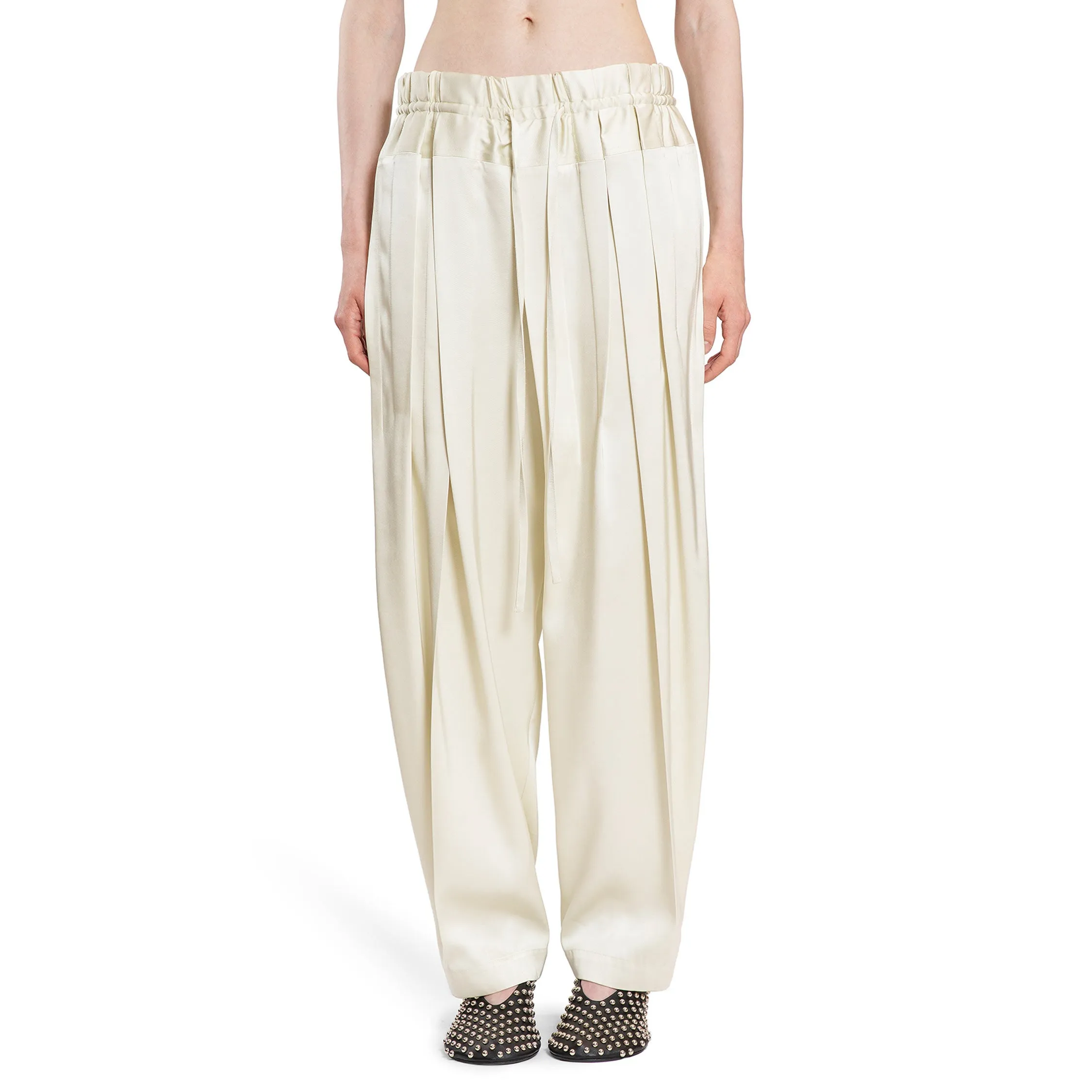 JIL SANDER WOMAN OFF-WHITE TROUSERS