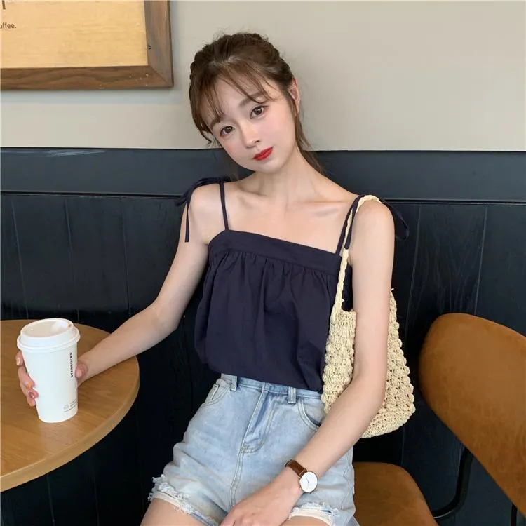 Kawaii Bowknot Drawstring Crop Top