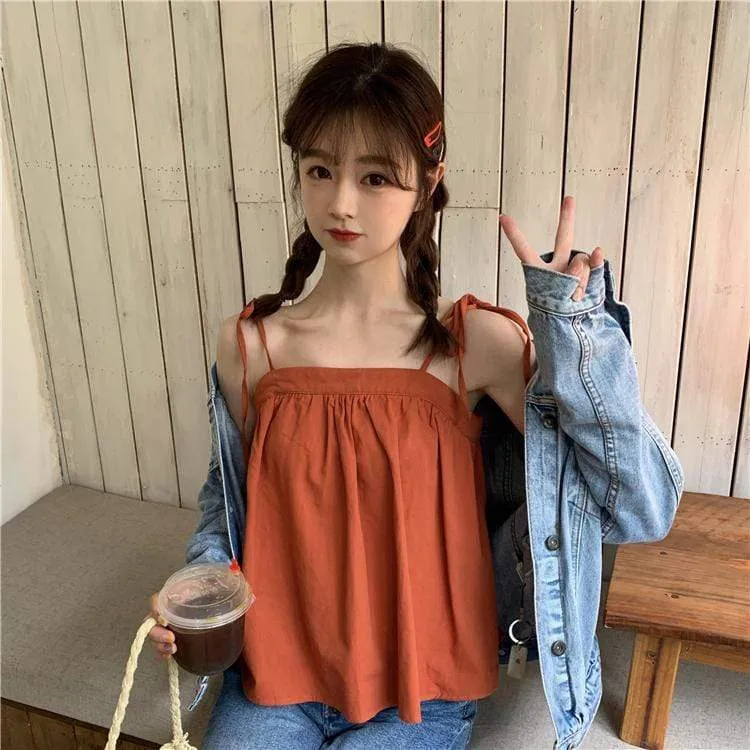 Kawaii Bowknot Drawstring Crop Top