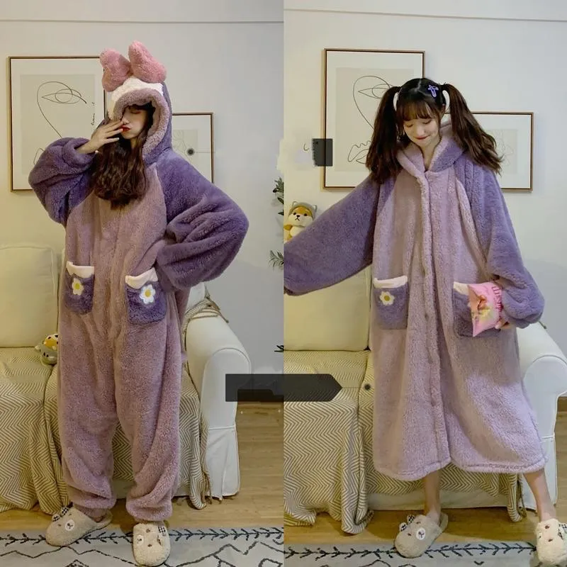 Kawaii Contrast Color Bowknot Velet One-piece Pajama