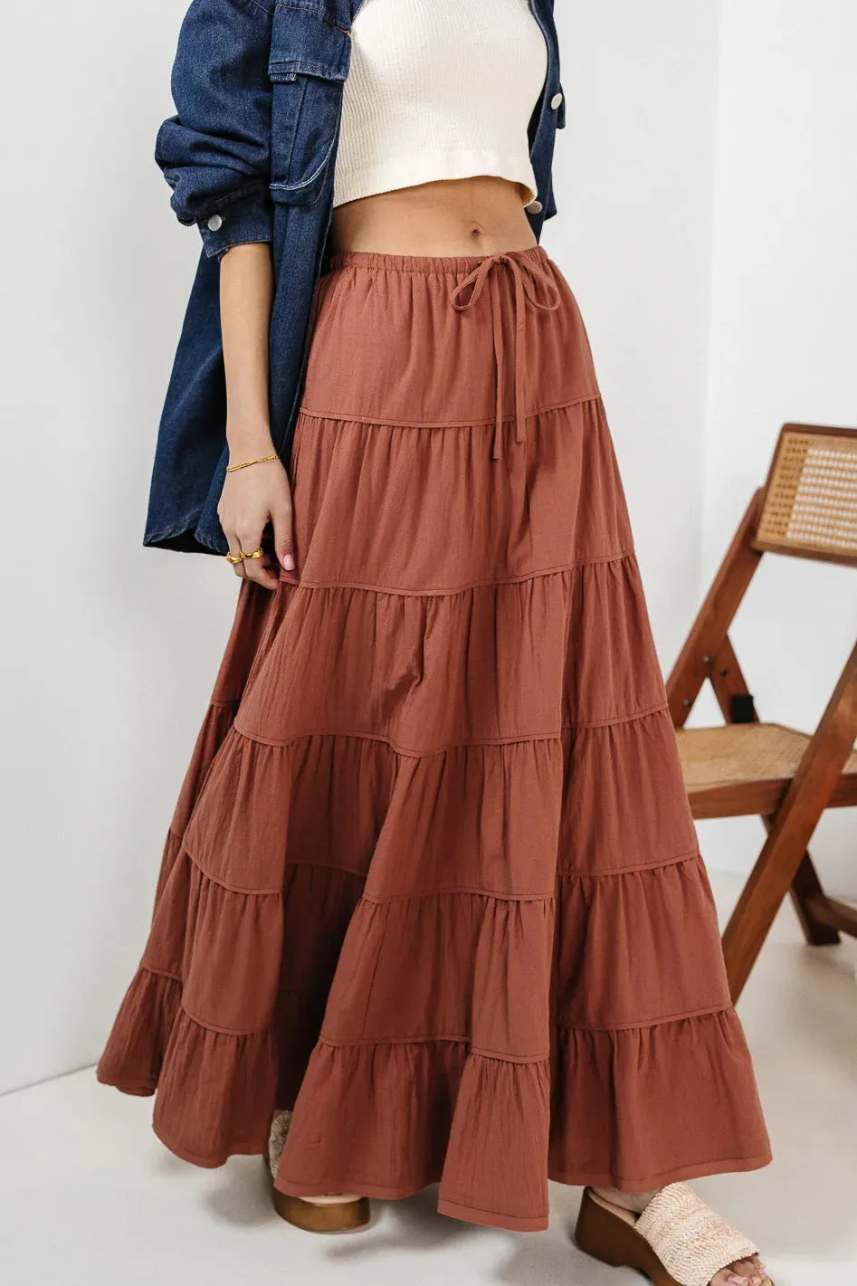 Kenzington Tiered Skirt in Brown - FINAL SALE