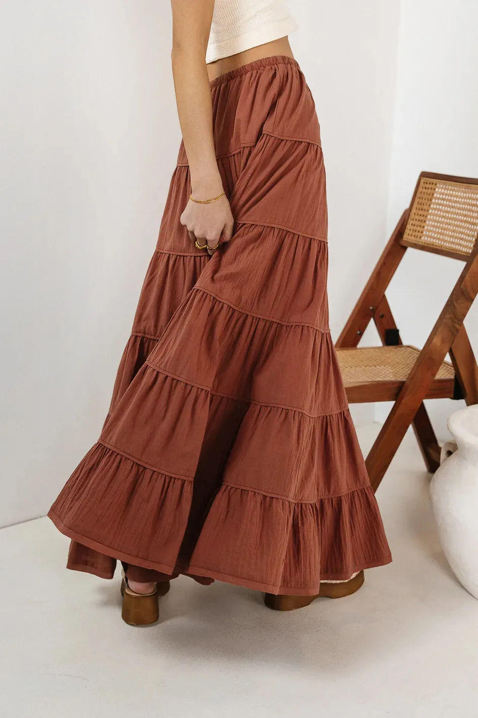 Kenzington Tiered Skirt in Brown - FINAL SALE