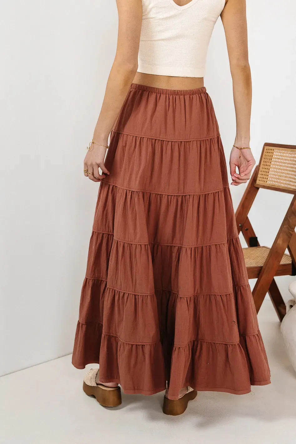 Kenzington Tiered Skirt in Brown - FINAL SALE