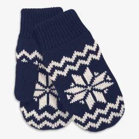 Kids fleece-lined snowflake fair isle mittens