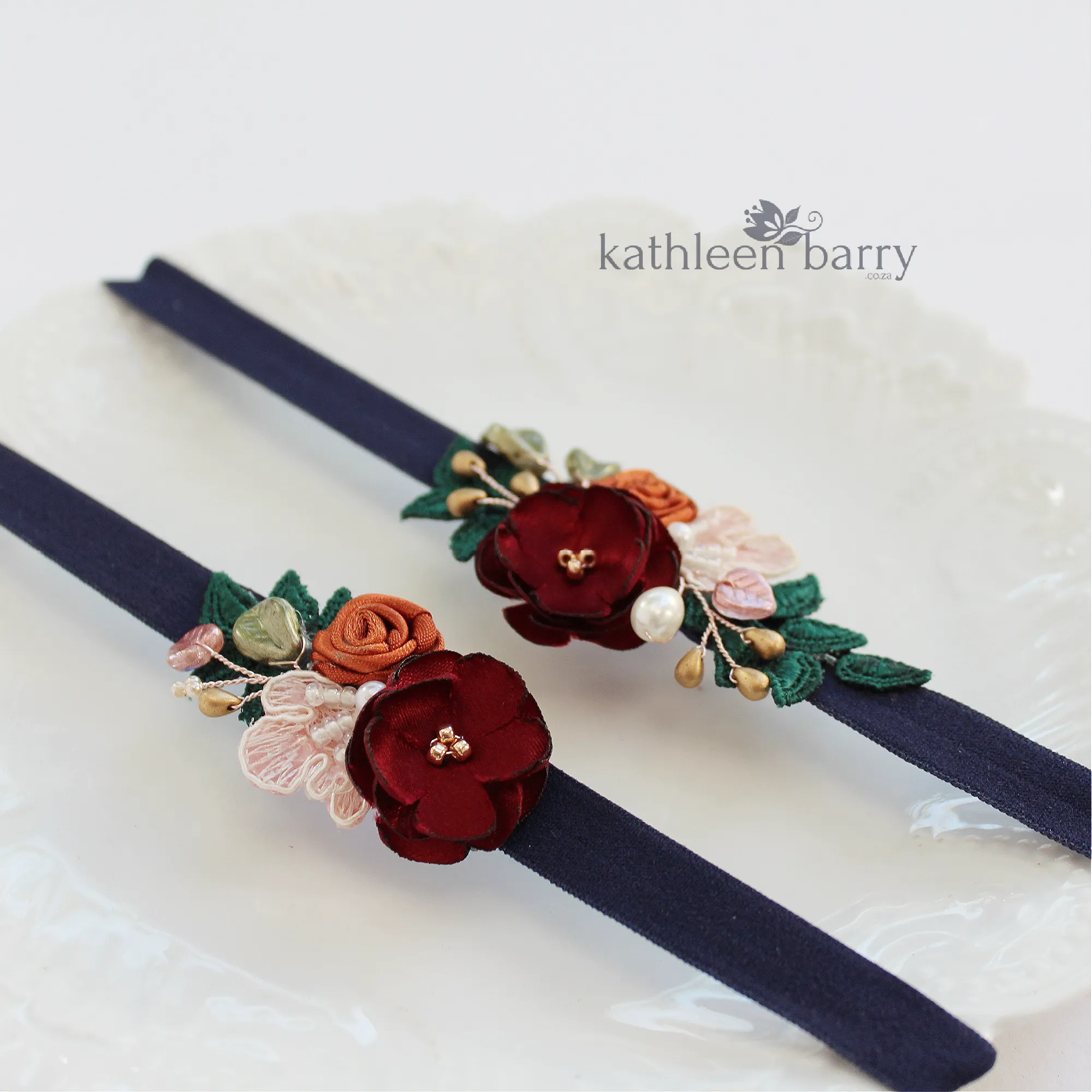 Laetitia custom heirloom garter set (or individually) custom colors to order