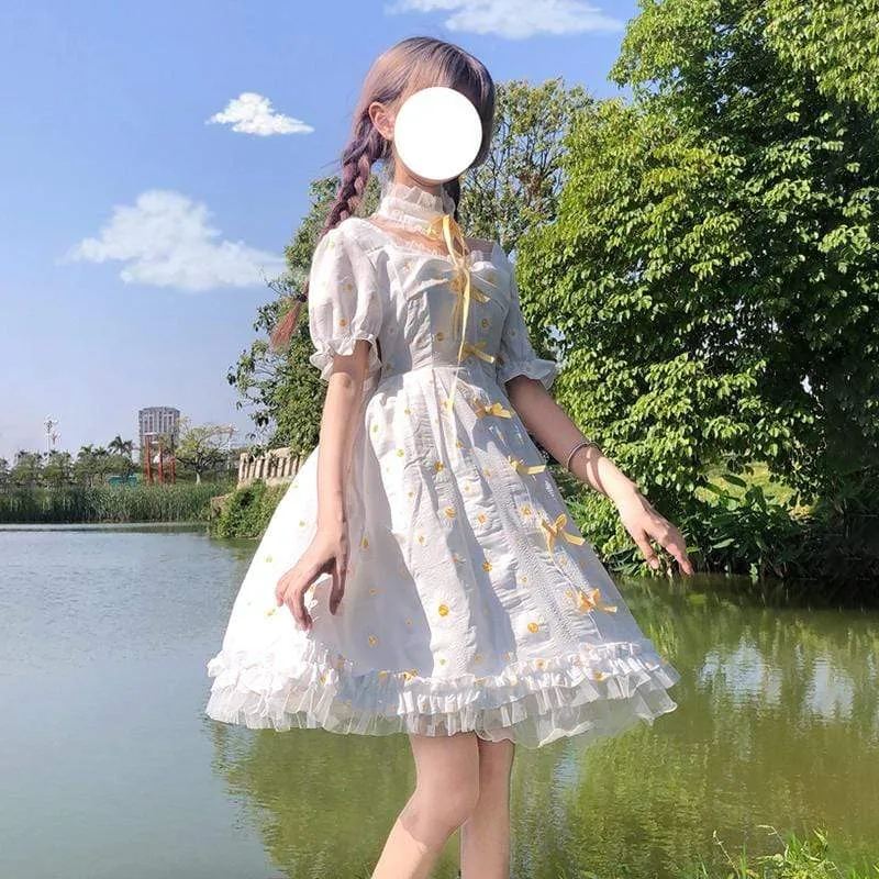 Lolita Square Collar Dress With Bowknot