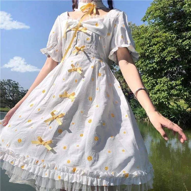 Lolita Square Collar Dress With Bowknot