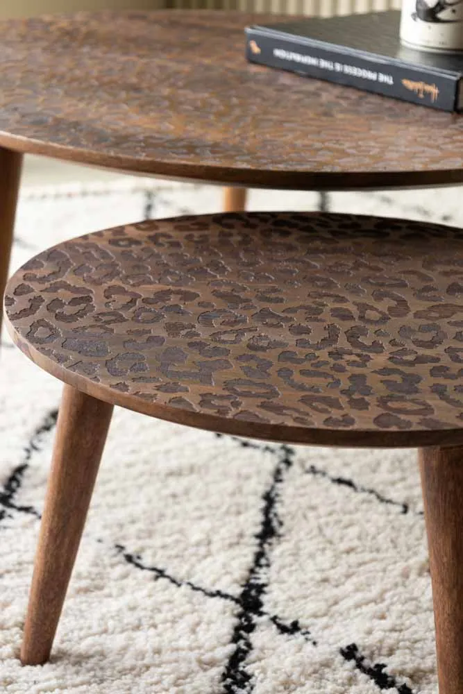 Natural Leopard Love Nest Of Coffee Tables