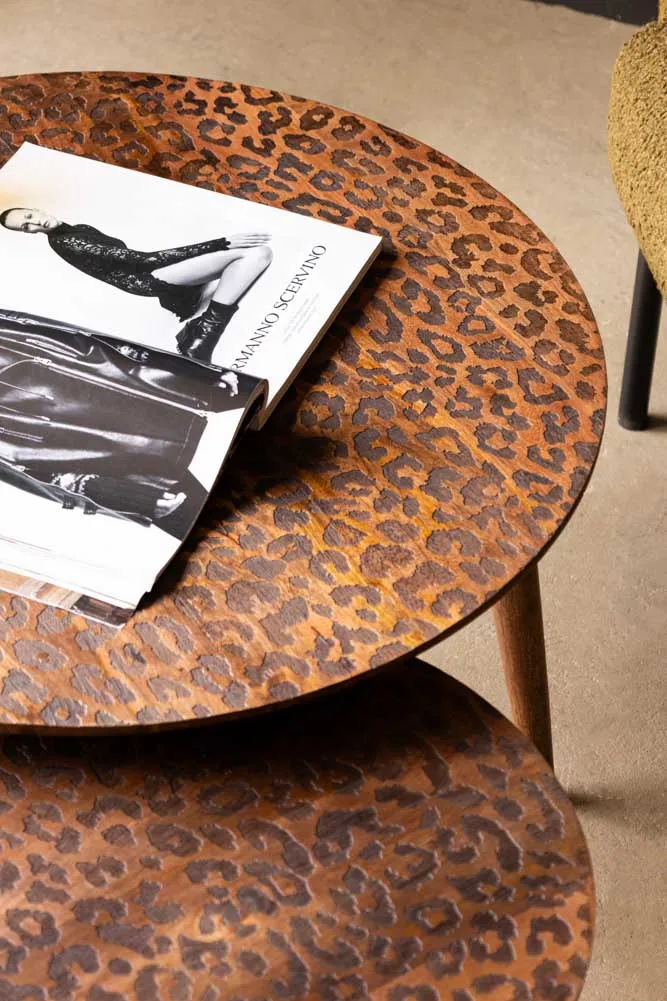 Natural Leopard Love Nest Of Coffee Tables