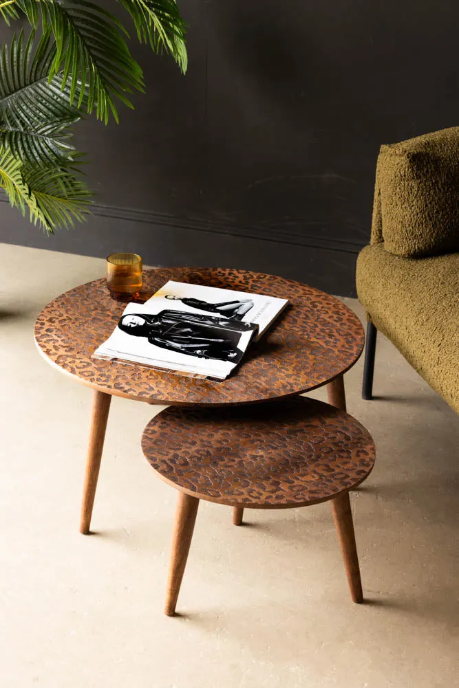 Natural Leopard Love Nest Of Coffee Tables