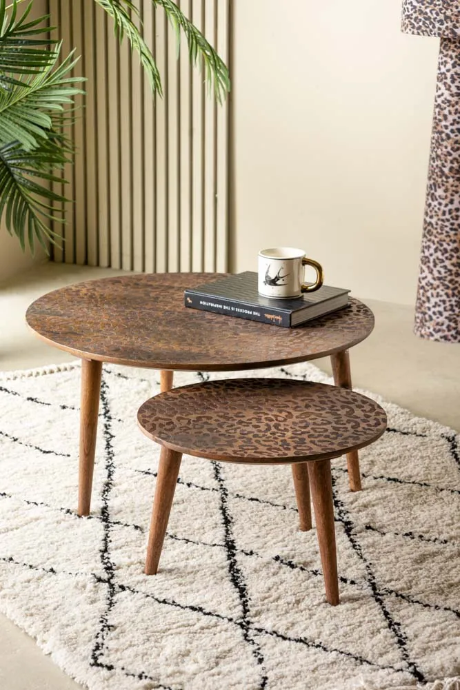 Natural Leopard Love Nest Of Coffee Tables