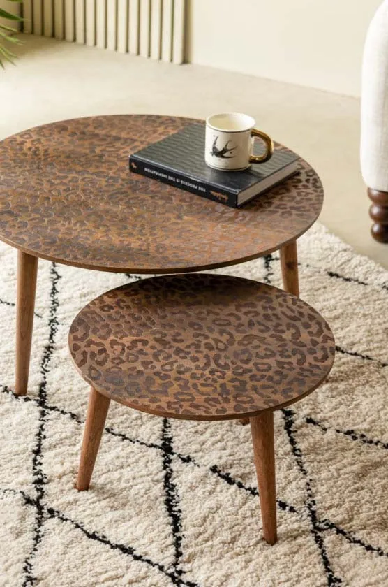 Natural Leopard Love Nest Of Coffee Tables