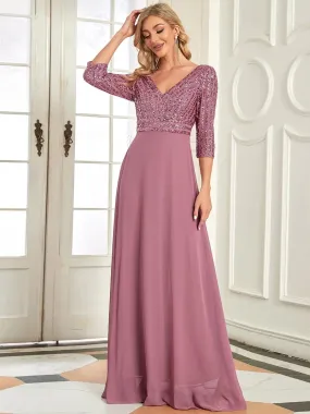 Sequin Chiffon Simple Prom Dress