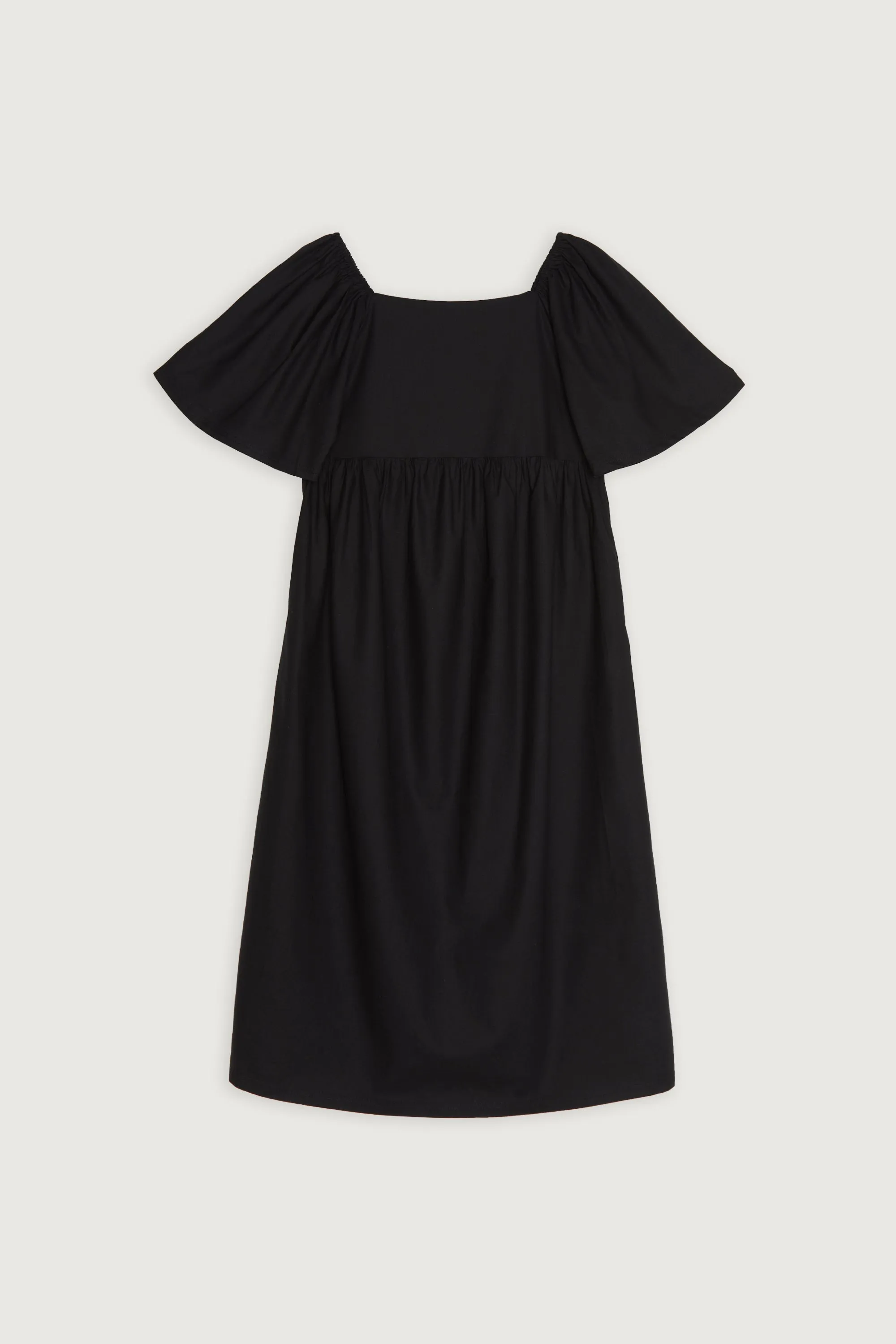 SQUARE NECK PUFF MIDI DRESS