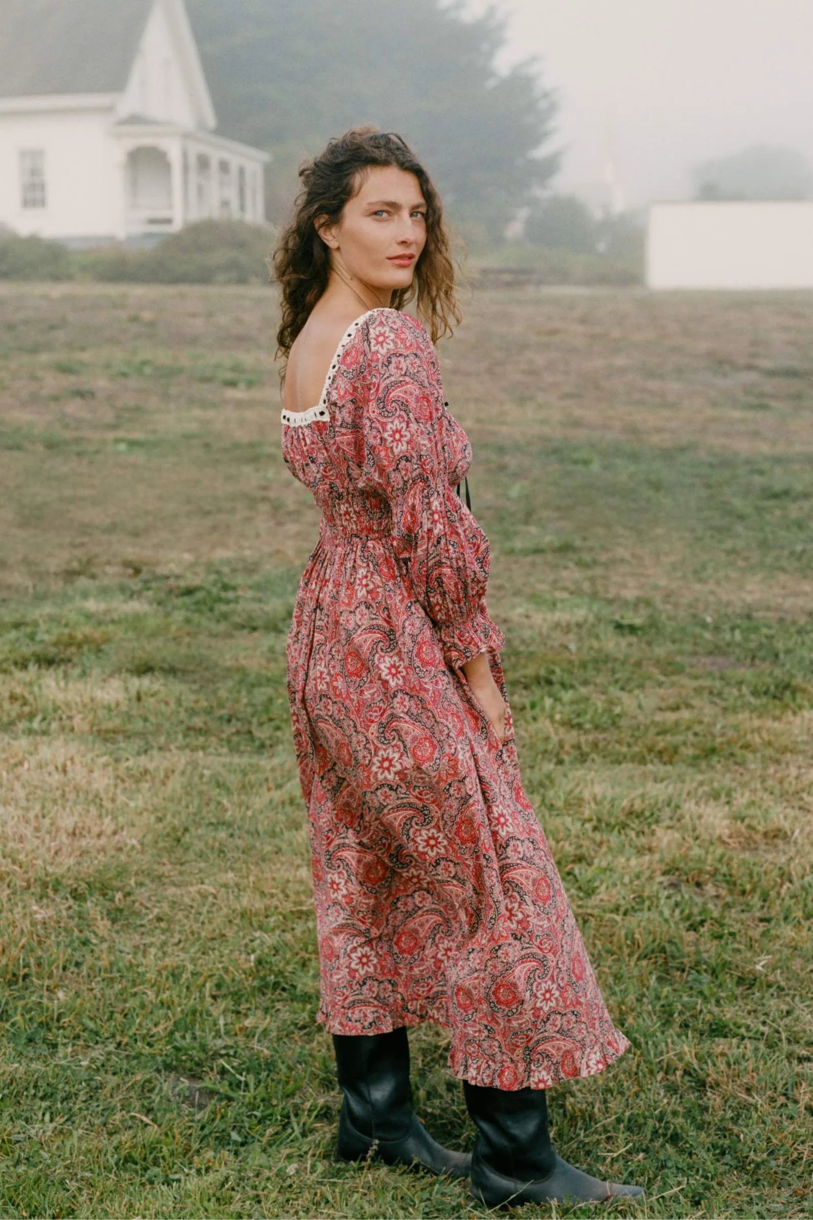 The Adelia Dress | Wine Paisley