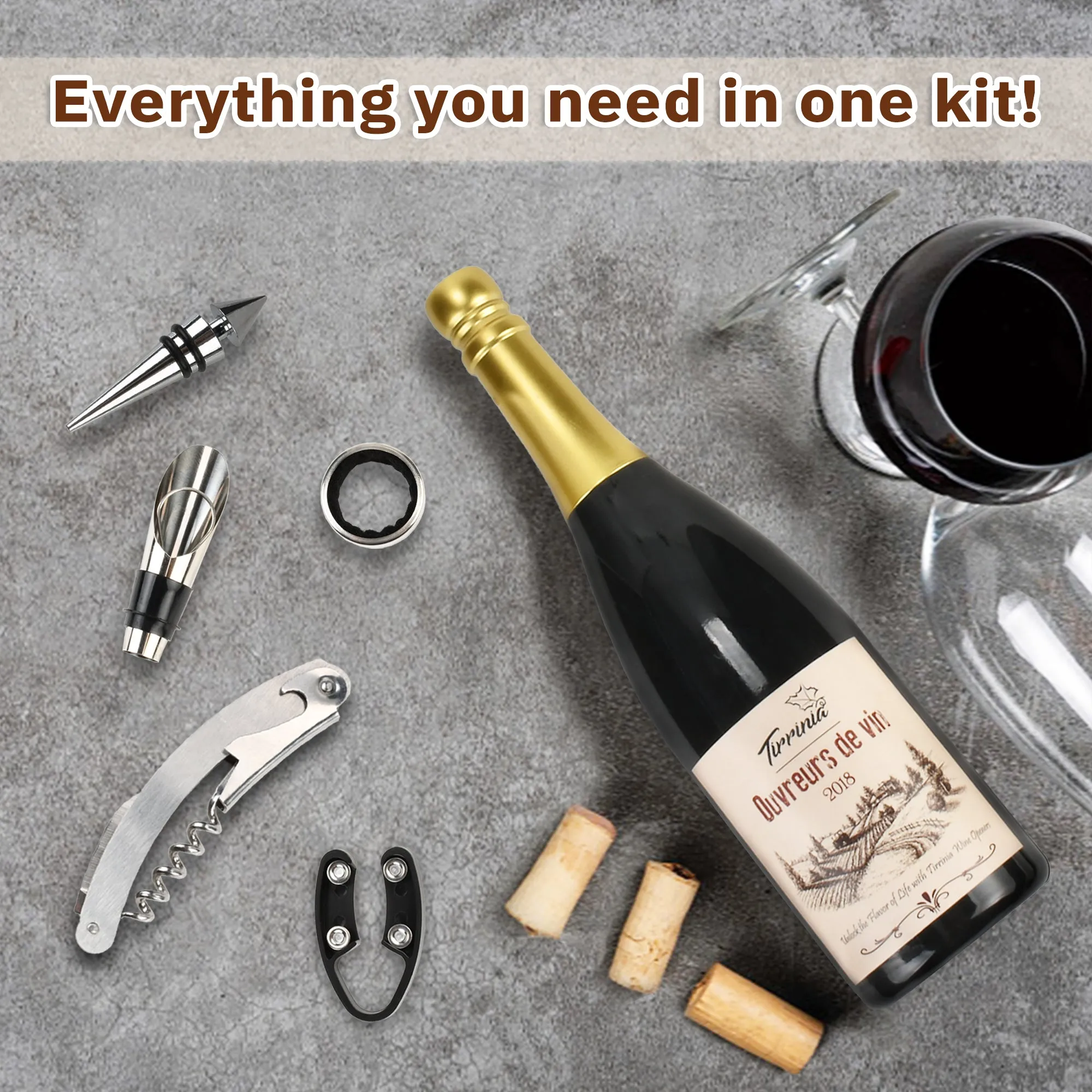 Tirrinia 5Pcs Wine Opener Gift Set Champagne