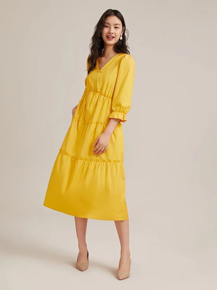 V-Neck 
Detachable Bowknot Maxi Dress